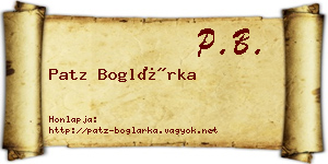 Patz Boglárka névjegykártya